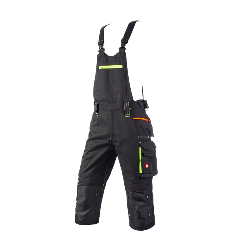 Pracovní kalhoty: Pirátské kalhoty s laclem e.s.motion 2020 + černá/výstražná žlutá/výstražná oranžová 2