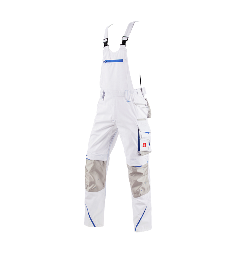 Pracovní kalhoty: Kalhoty s laclem e.s.motion 2020 + bílá/enciánově modrá 2