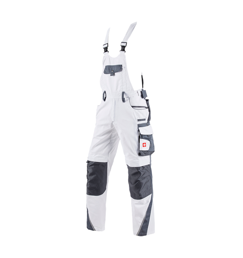 Pracovní kalhoty: Kalhoty s laclem e.s.motion + bílá/šedá 2