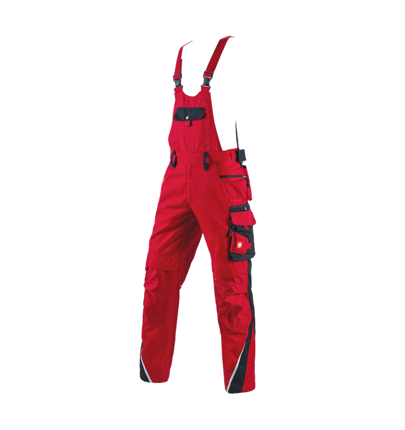 Pracovní kalhoty: Kalhoty s laclem e.s.motion + červená/černá 2