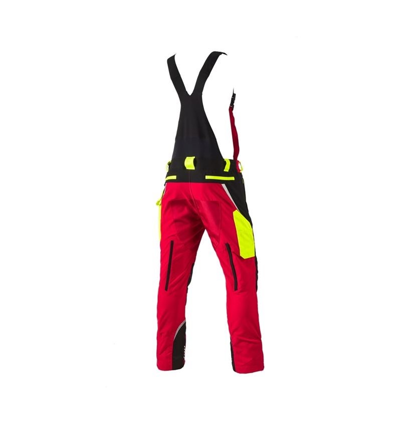 Pracovní kalhoty: e.s. Lesnické protipořezové kalhoty s laclem, KWF + červená/výstražná žlutá 3