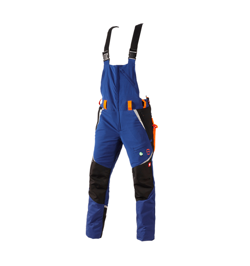 Lesnické / protipořezové oblečení: e.s. Lesnické protipořezové kalhoty s laclem, KWF + modrá chrpa/výstražná oranžová 2