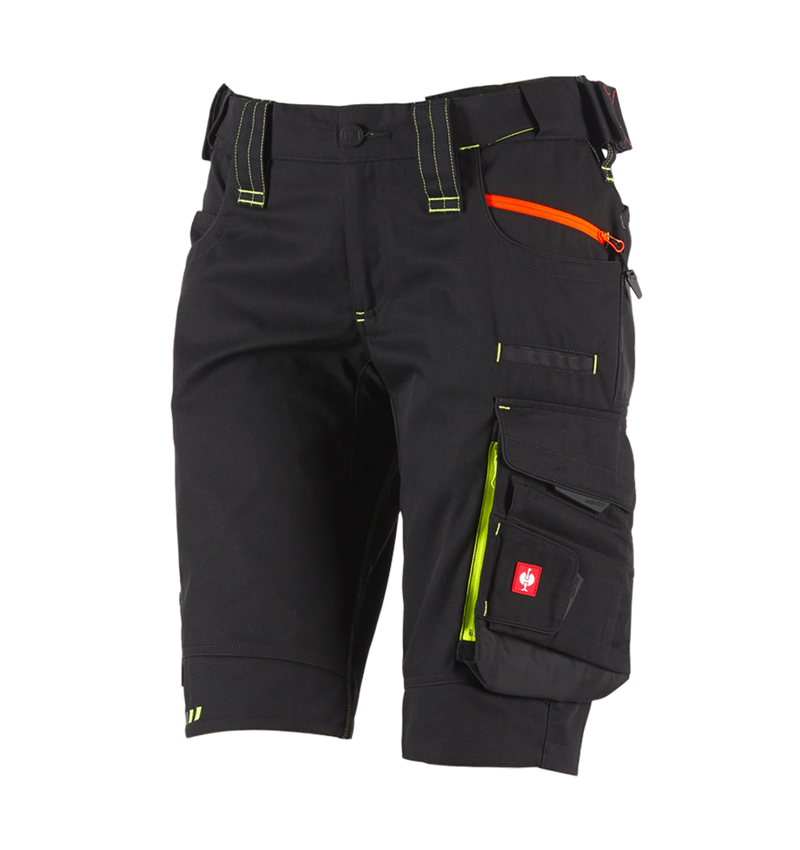 Pracovní kalhoty: Šortky e.s.motion 2020, dámské + černá/výstražná žlutá/výstražná oranžová 2