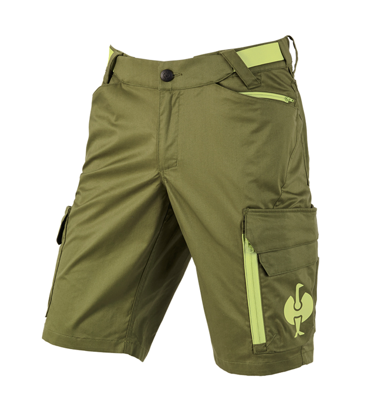Pracovní kalhoty: Šortky e.s.trail + jalovcová zelená/citronově zelená 2