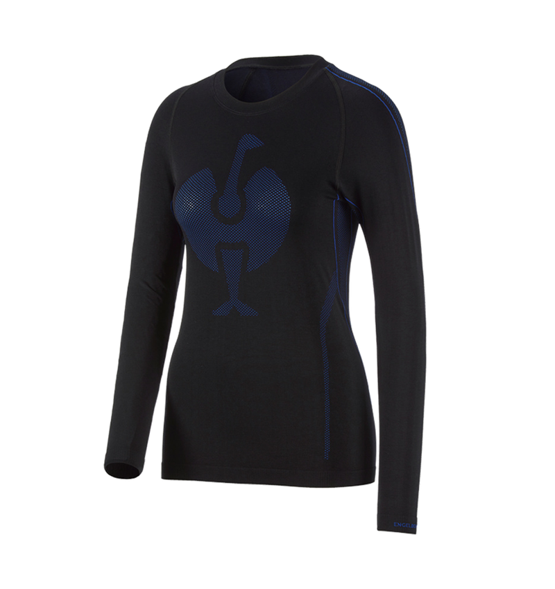 Funkční spodní prádlo: e.s. Funkční-Longsleeve seamless-warm, dámská + černá/enciánově modrá 2