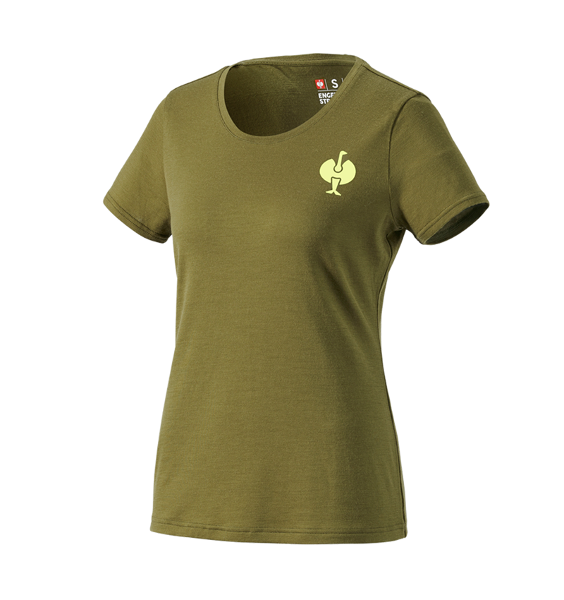 Oděvy: Tričko Merino e.s.trail, dámská + jalovcová zelená/citronově zelená 4