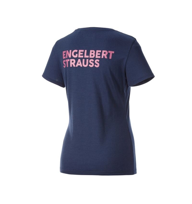 Trička | Svetry | Košile: Tričko Merino e.s.trail, dámská + hlubinněmodrá/tara pink 6