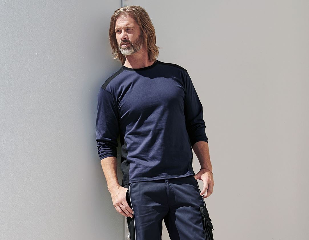 Trička, svetry & košile: Triko s dlouhým rukávem cotton e.s.active + tmavomodrá/černá 1