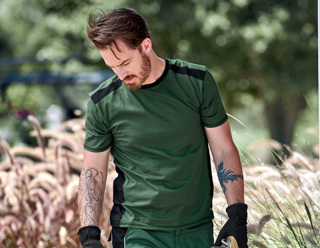 Trička, svetry & košile: Tričko cotton e.s.active + zelená/černá