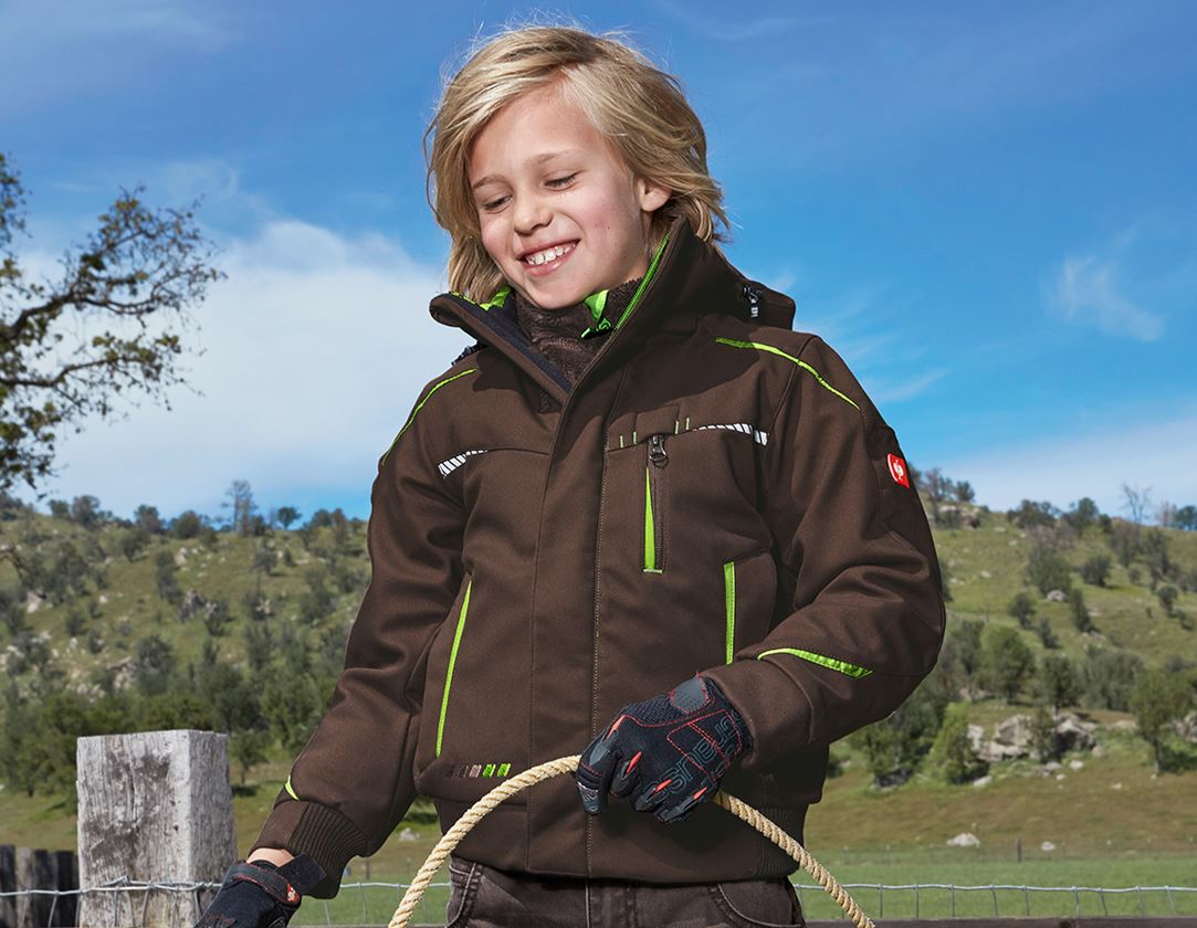 Bundy: Zimní softshellová bunda e.s.motion 2020, dětská + kaštan/mořská zelená