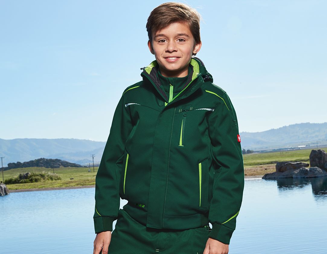 Bundy: Zimní softshellová bunda e.s.motion 2020, dětská + zelená/mořská zelená