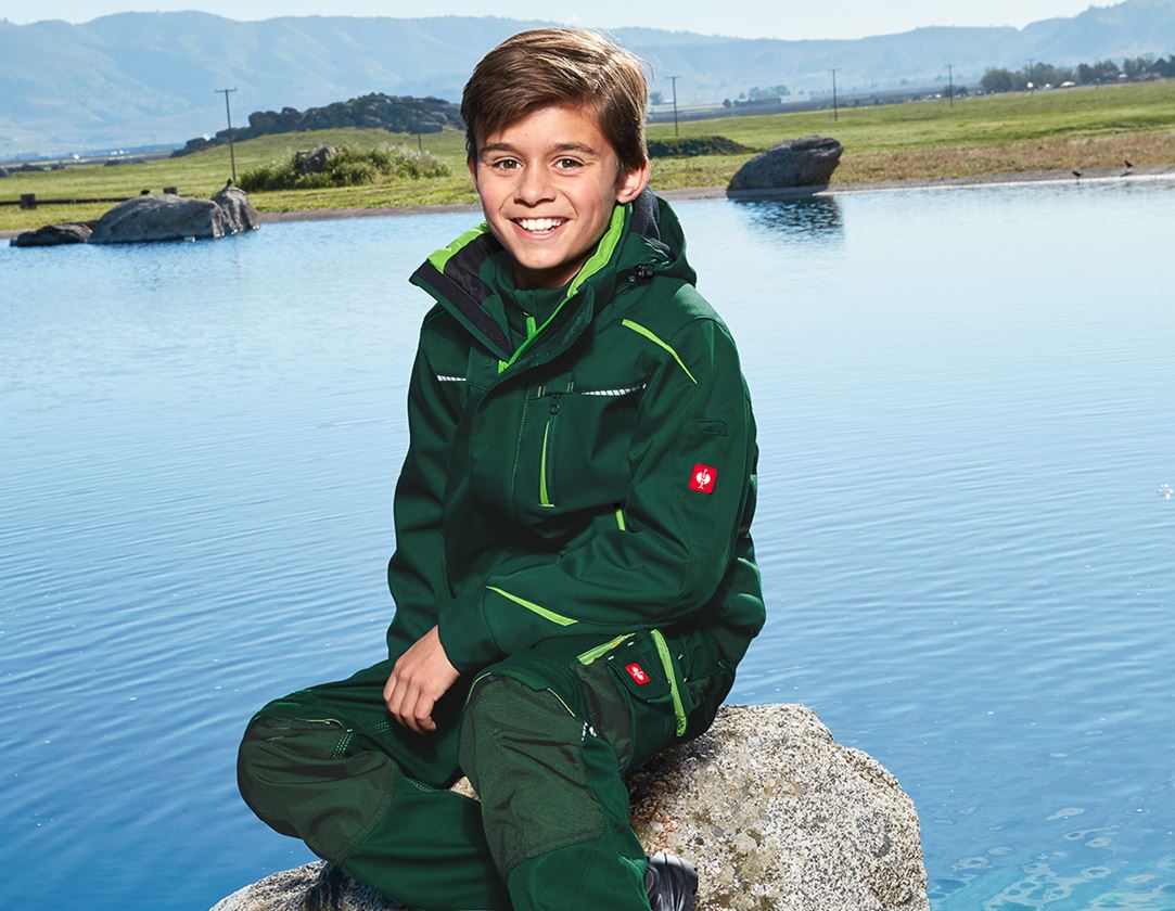 Bundy: Zimní softshellová bunda e.s.motion 2020, dětská + zelená/mořská zelená 1