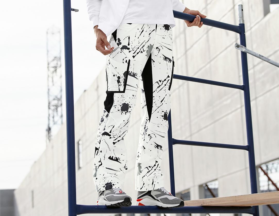 Pracovní kalhoty: e.s. Strečové kalhoty cargo Painter + bílá/černá