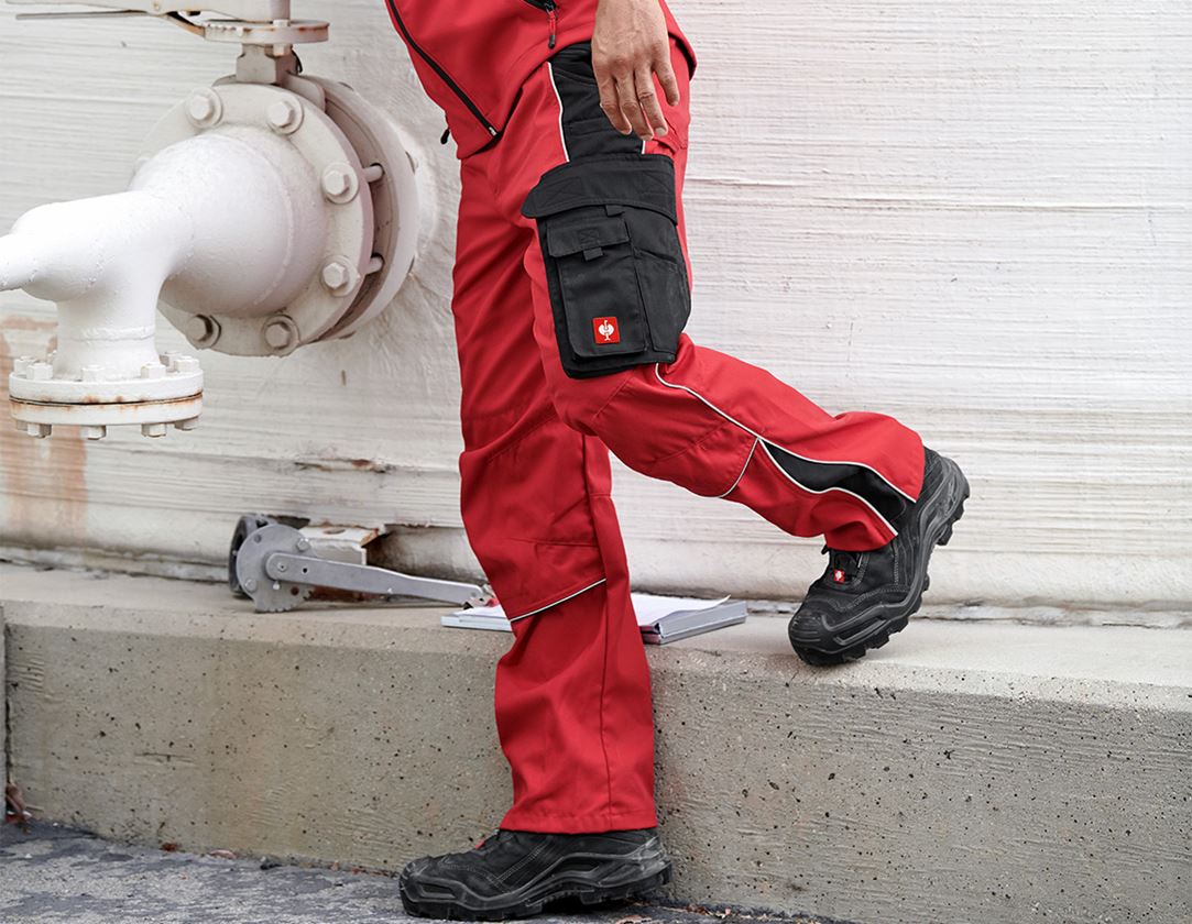 Pracovní kalhoty: Kalhoty do pasu e.s.active + červená/černá