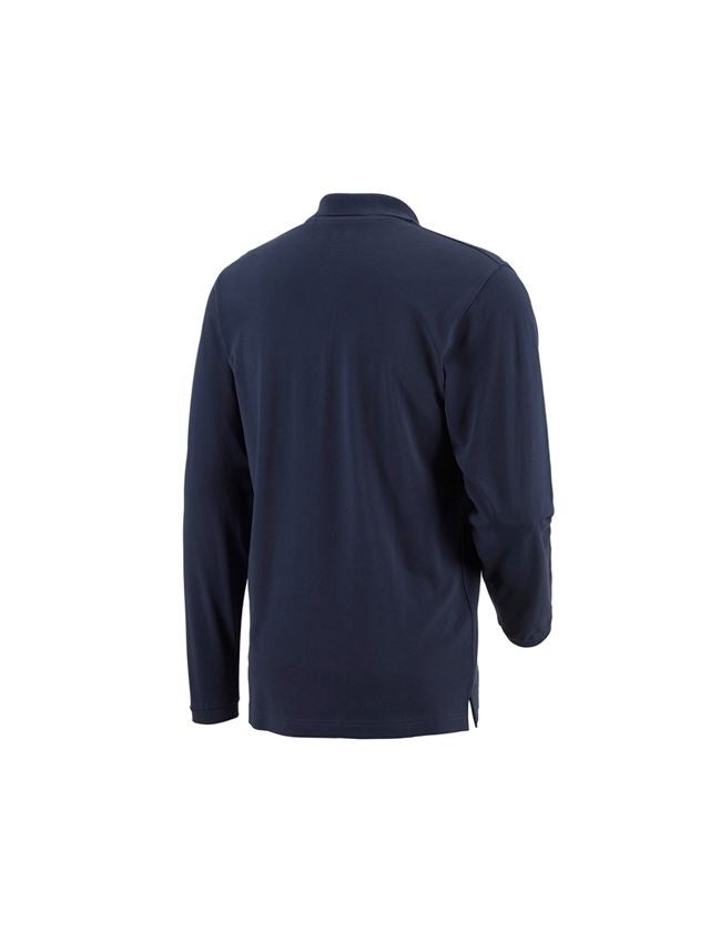 Trička, svetry & košile: e.s. Longsleeve-Polo tričko cotton Pocket + tmavomodrá 1