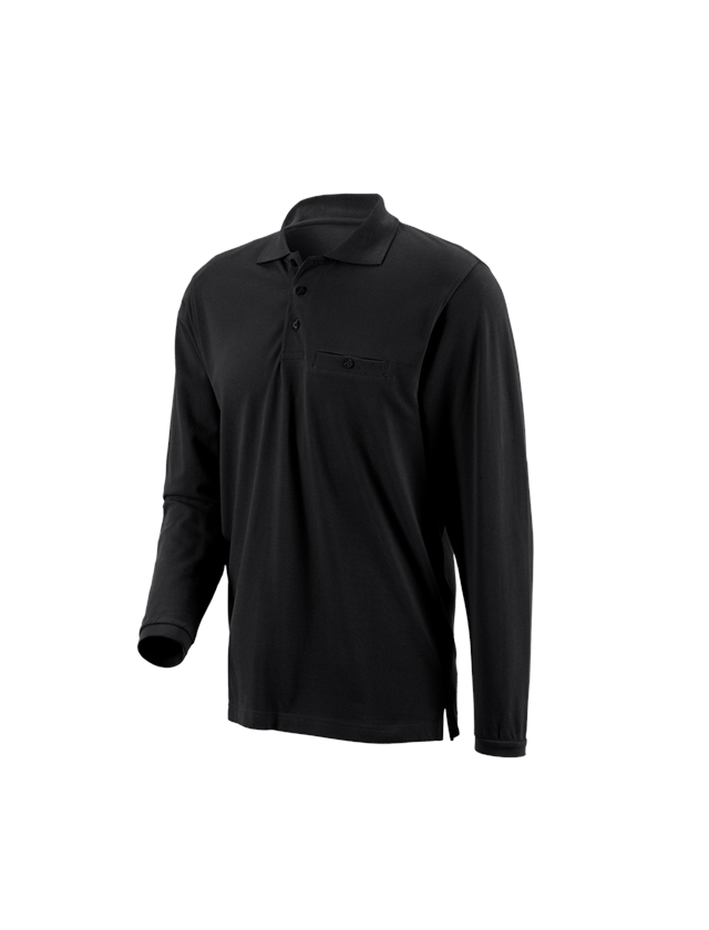 Trička, svetry & košile: e.s. Longsleeve-Polo tričko cotton Pocket + černá 1