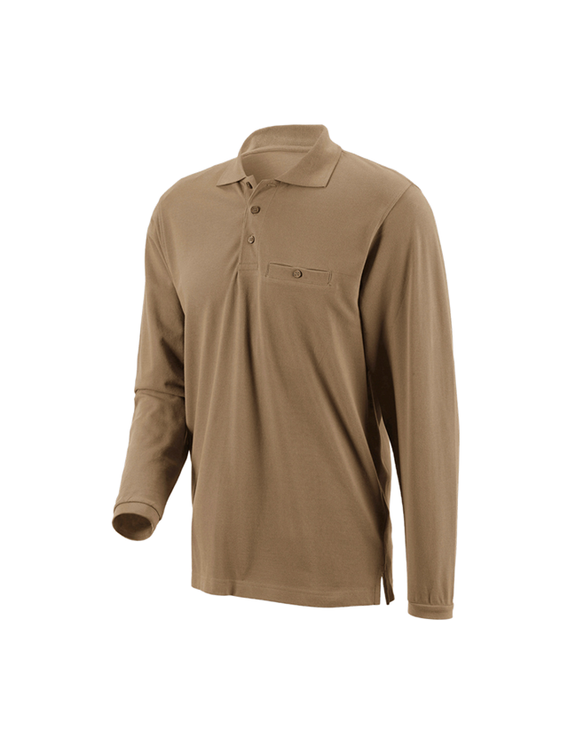 Trička, svetry & košile: e.s. Longsleeve-Polo tričko cotton Pocket + khaki