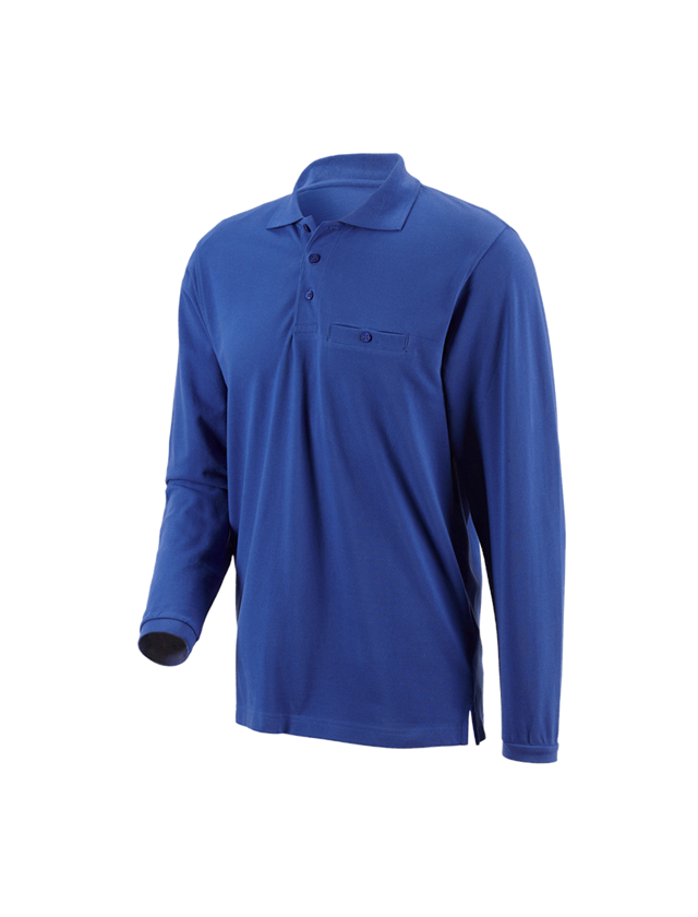 Trička, svetry & košile: e.s. Longsleeve-Polo tričko cotton Pocket + modrá chrpa