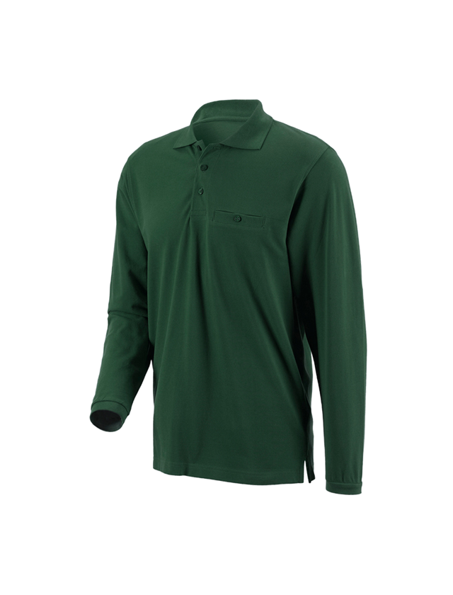 Zahradní / Lesnictví a Zemědělství: e.s. Longsleeve-Polo tričko cotton Pocket + zelená