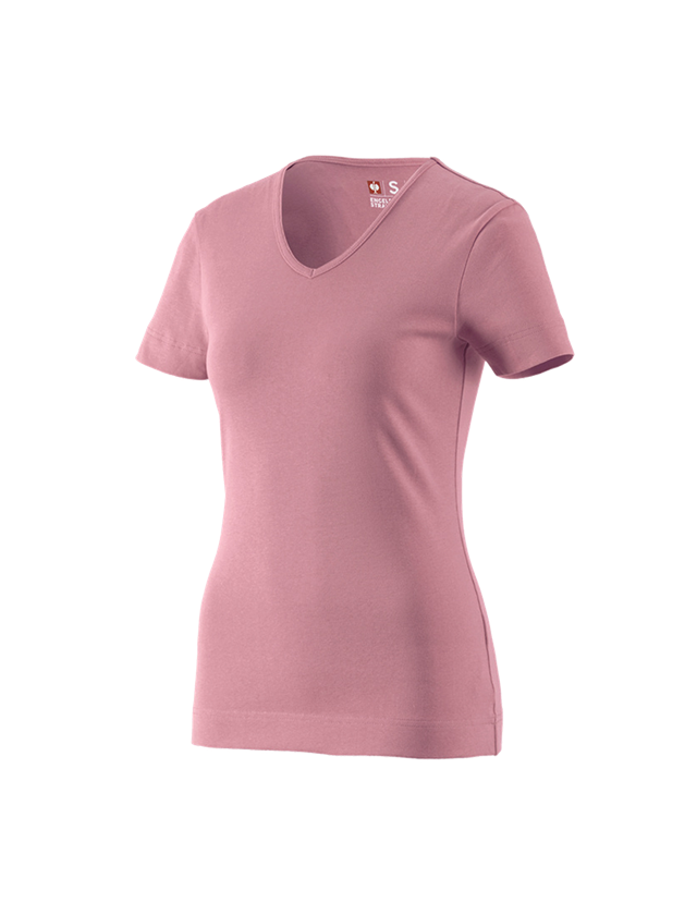 Trička | Svetry | Košile: e.s. Tričko cotton V-Neck, dámské + starorůžová