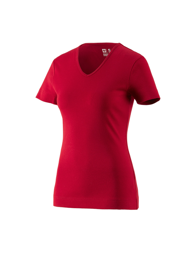 Témata: e.s. Tričko cotton V-Neck, dámské + ohnivě červená