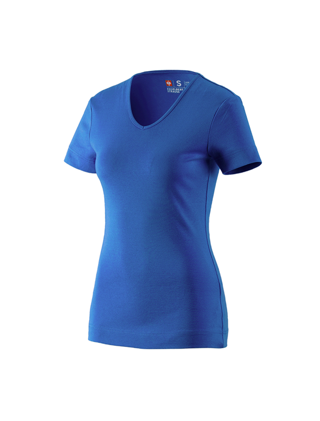 Trička | Svetry | Košile: e.s. Tričko cotton V-Neck, dámské + enciánově modrá
