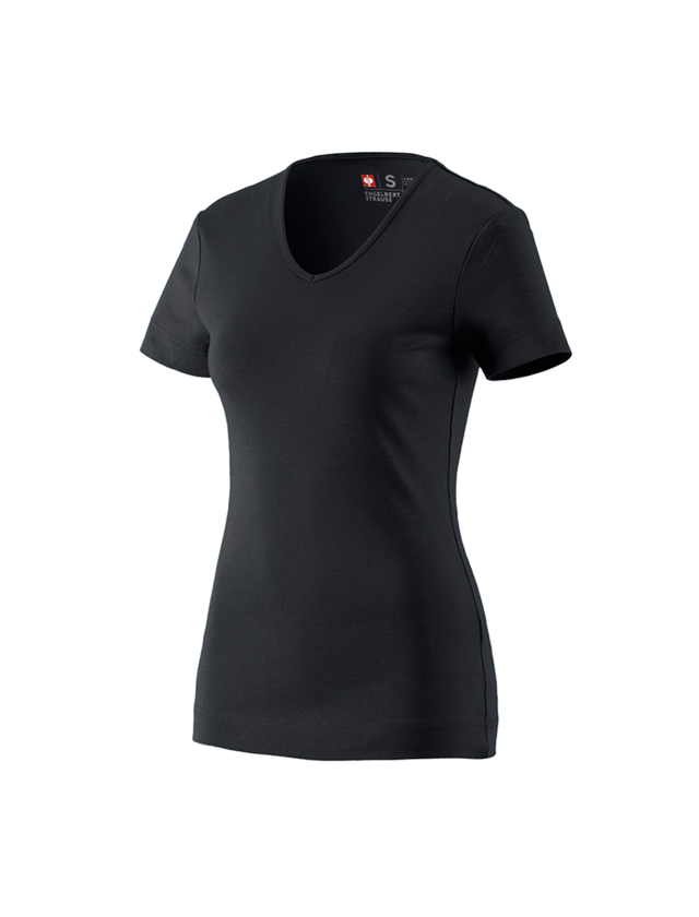 Trička | Svetry | Košile: e.s. Tričko cotton V-Neck, dámské + černá