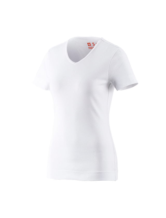 Trička | Svetry | Košile: e.s. Tričko cotton V-Neck, dámské + bílá