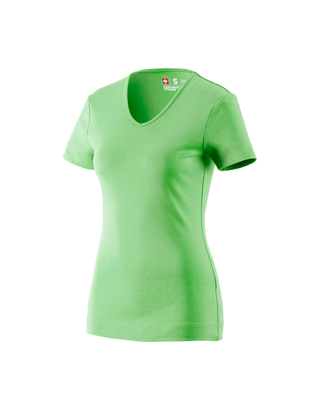 Trička | Svetry | Košile: e.s. Tričko cotton V-Neck, dámské + zelené jablko