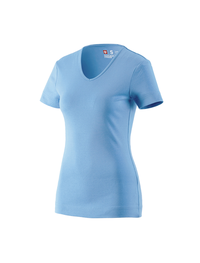 Instalatéři: e.s. Tričko cotton V-Neck, dámské + azurově modrá