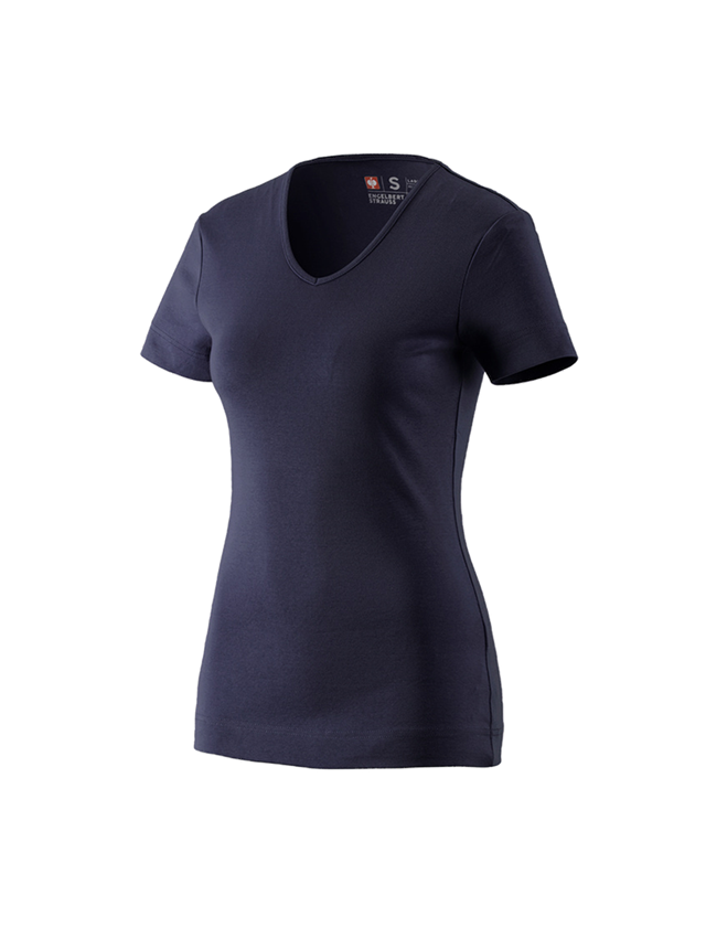 Trička | Svetry | Košile: e.s. Tričko cotton V-Neck, dámské + tmavomodrá