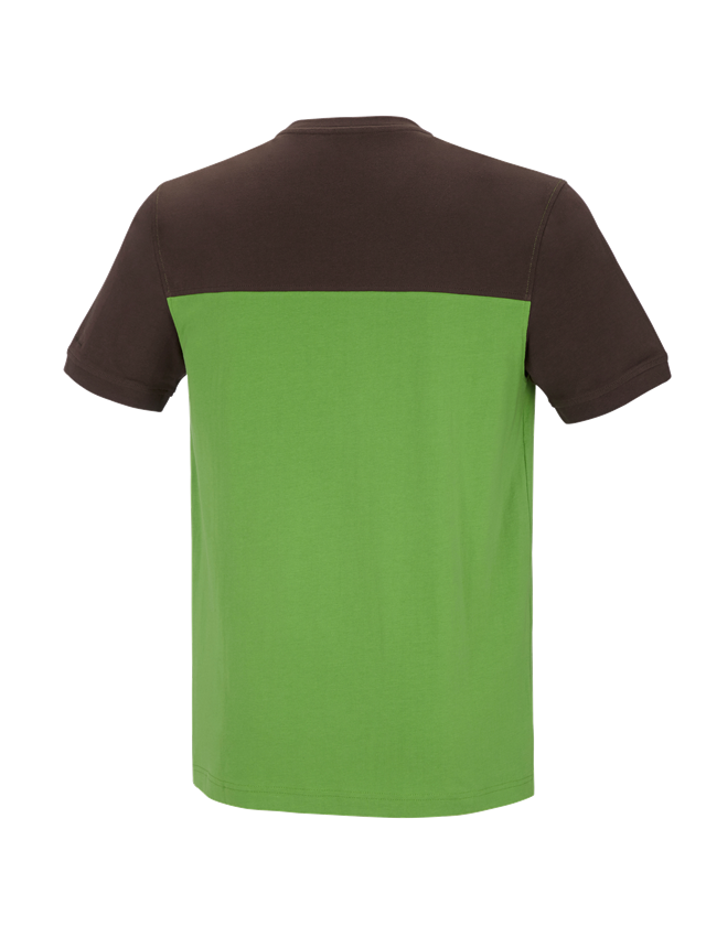 Truhlář / Stolař: e.s. Tričko cotton stretch bicolor + mořská zelená/kaštan 1