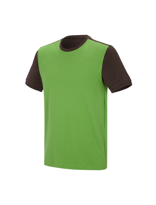 Trička, svetry & košile: e.s. Tričko cotton stretch bicolor + mořská zelená/kaštan