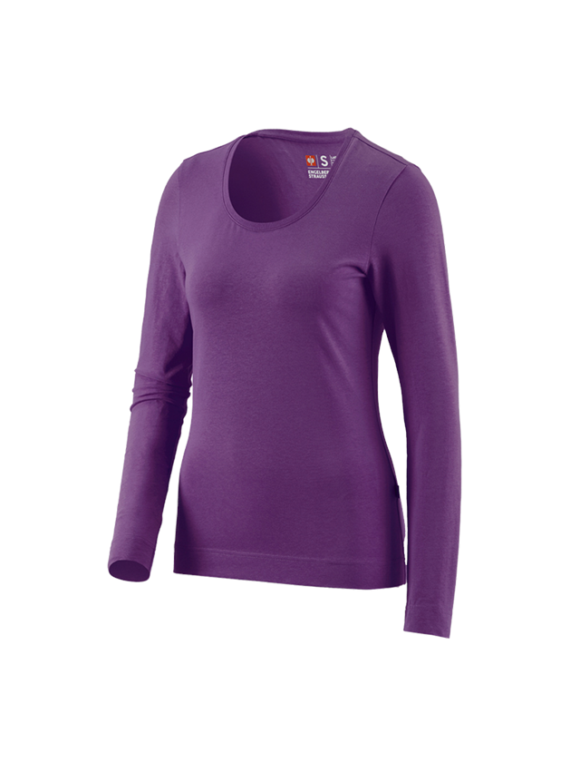 Trička | Svetry | Košile: e.s. triko s dlouhým rukávem cotton stretch,dámské + fialová