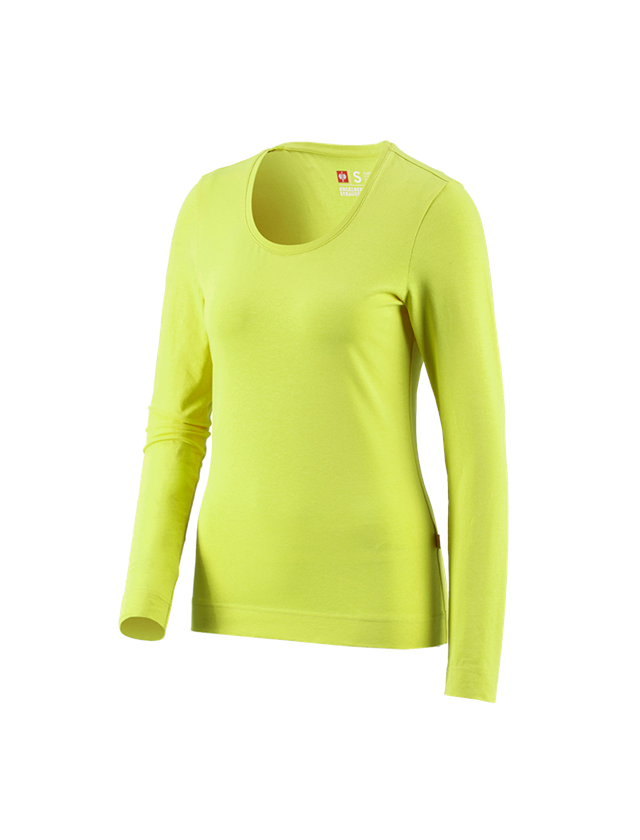 Trička | Svetry | Košile: e.s. triko s dlouhým rukávem cotton stretch,dámské + májové zelená
