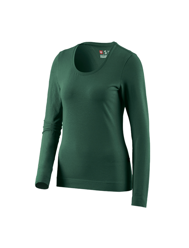 Trička | Svetry | Košile: e.s. triko s dlouhým rukávem cotton stretch,dámské + zelená