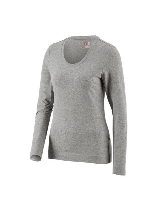 Trička | Svetry | Košile: e.s. triko s dlouhým rukávem cotton stretch,dámské + šedý melír