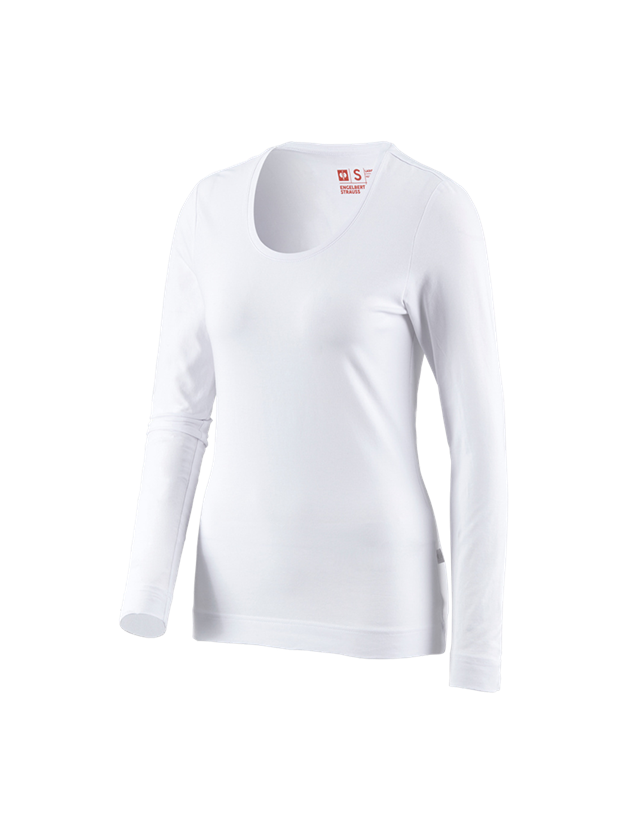 Trička | Svetry | Košile: e.s. triko s dlouhým rukávem cotton stretch,dámské + bílá