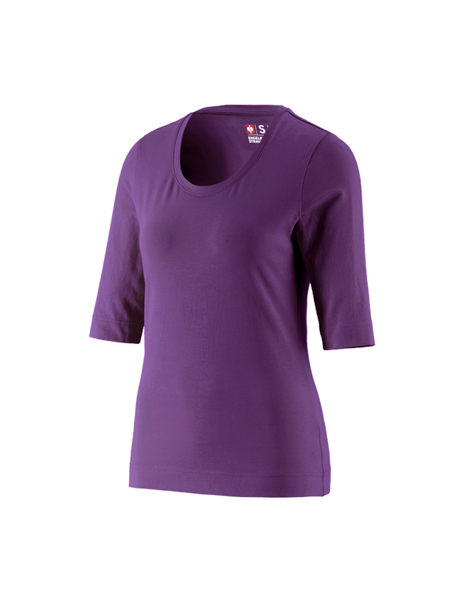 Trička | Svetry | Košile: e.s. Tričko s 3/4 rukávy cotton stretch, dámské + fialová