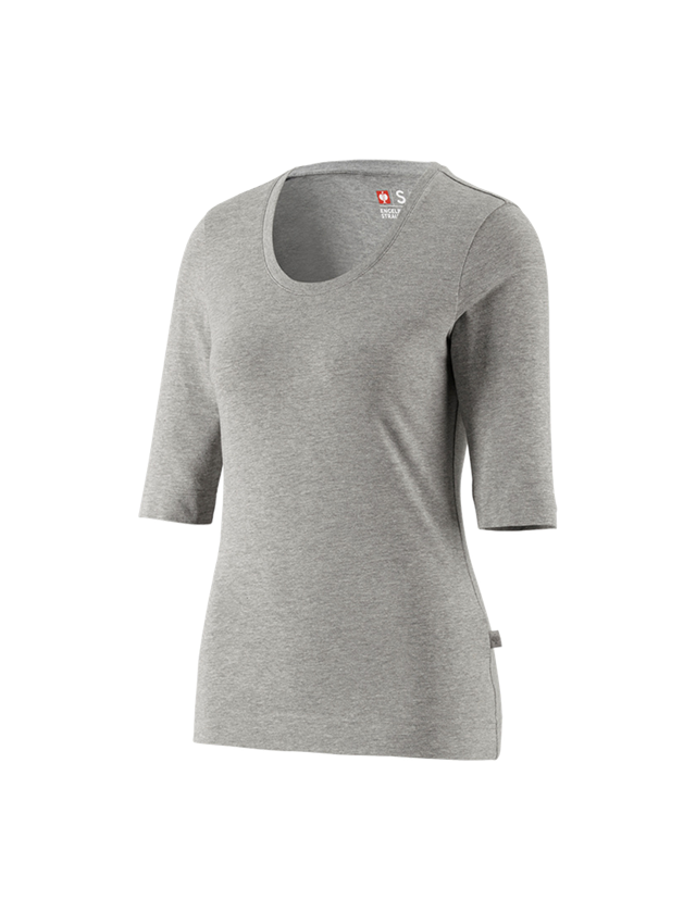 Trička | Svetry | Košile: e.s. Tričko s 3/4 rukávy cotton stretch, dámské + šedý melír