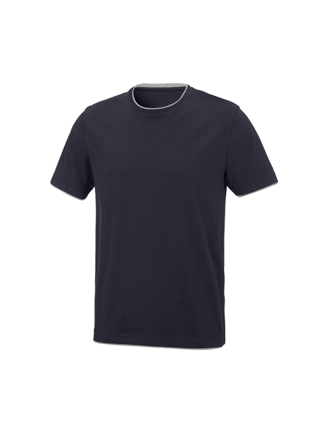 Trička, svetry & košile: e.s. Tričko cotton stretch Layer + tmavomodrá/šedý melír 2