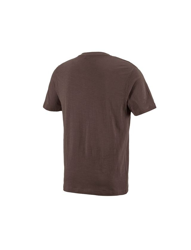 Trička, svetry & košile: e.s. Tričko cotton slub V-Neck + kaštan 1