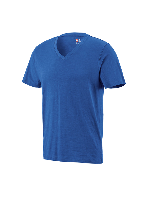 Trička, svetry & košile: e.s. Tričko cotton slub V-Neck + enciánově modrá