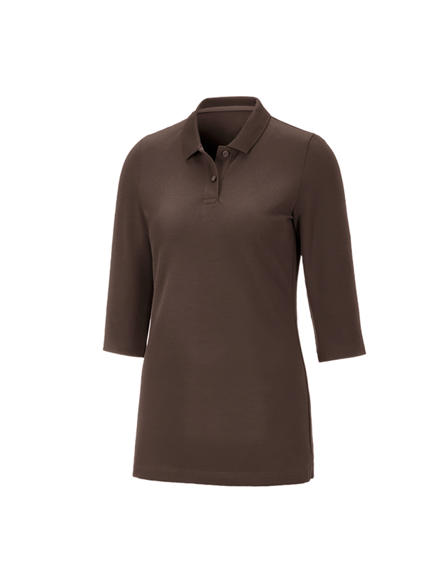 Trička | Svetry | Košile: e.s. Pique-Polo 3/4-rukávy cotton stretch, dámské + kaštan