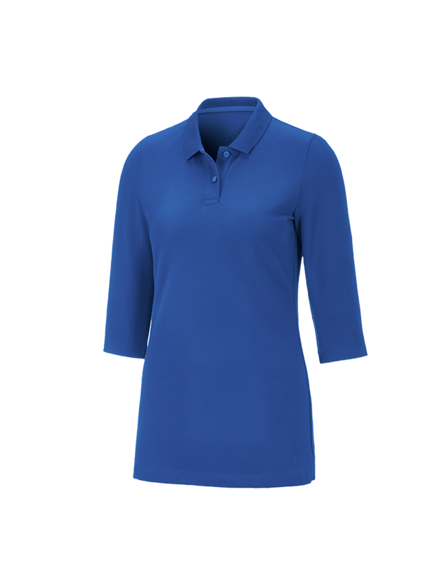 Trička | Svetry | Košile: e.s. Pique-Polo 3/4-rukávy cotton stretch, dámské + enciánově modrá