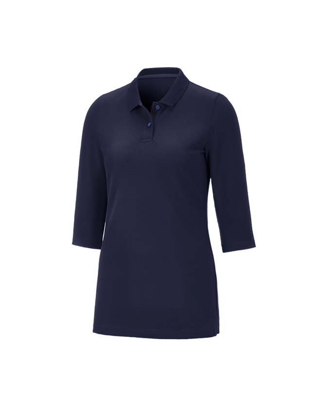 Trička | Svetry | Košile: e.s. Pique-Polo 3/4-rukávy cotton stretch, dámské + tmavomodrá