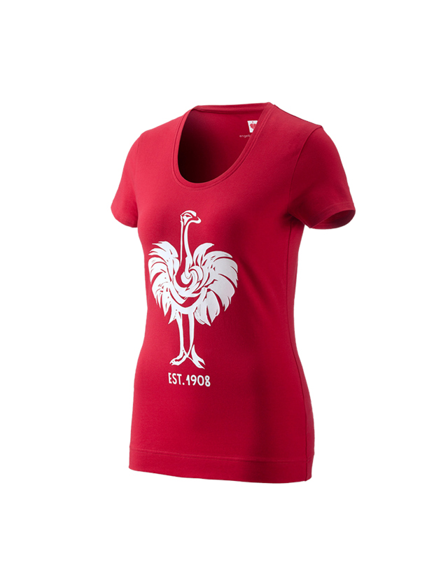 Trička | Svetry | Košile: e.s. Tričko 1908, dámské + ohnivě červená/bílá