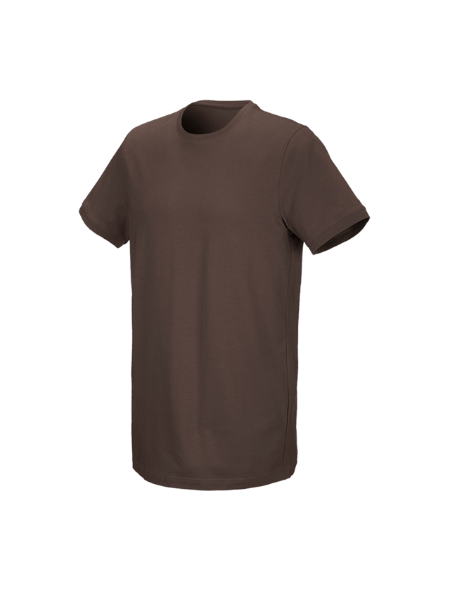 Trička, svetry & košile: e.s. Tričko cotton stretch, long fit + kaštan 1