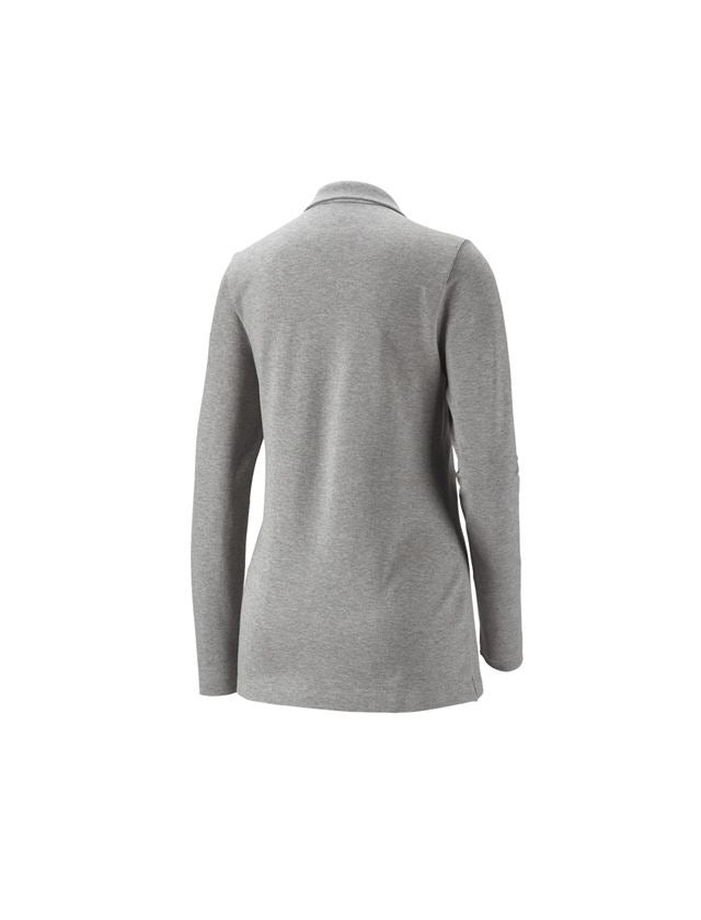 Trička | Svetry | Košile: e.s. Pique-Polo longsleeve cotton stretch,dámská + šedý melír 1