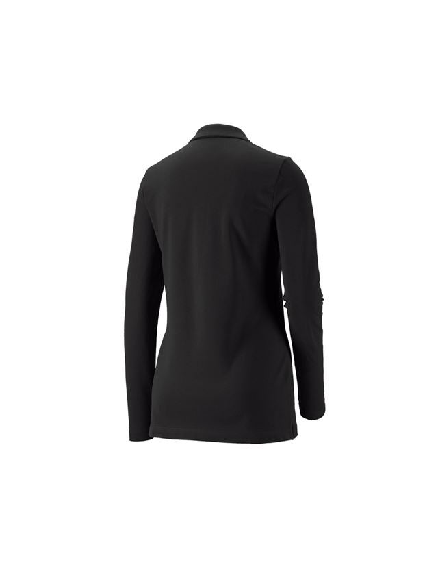 Trička | Svetry | Košile: e.s. Pique-Polo longsleeve cotton stretch,dámská + černá 1